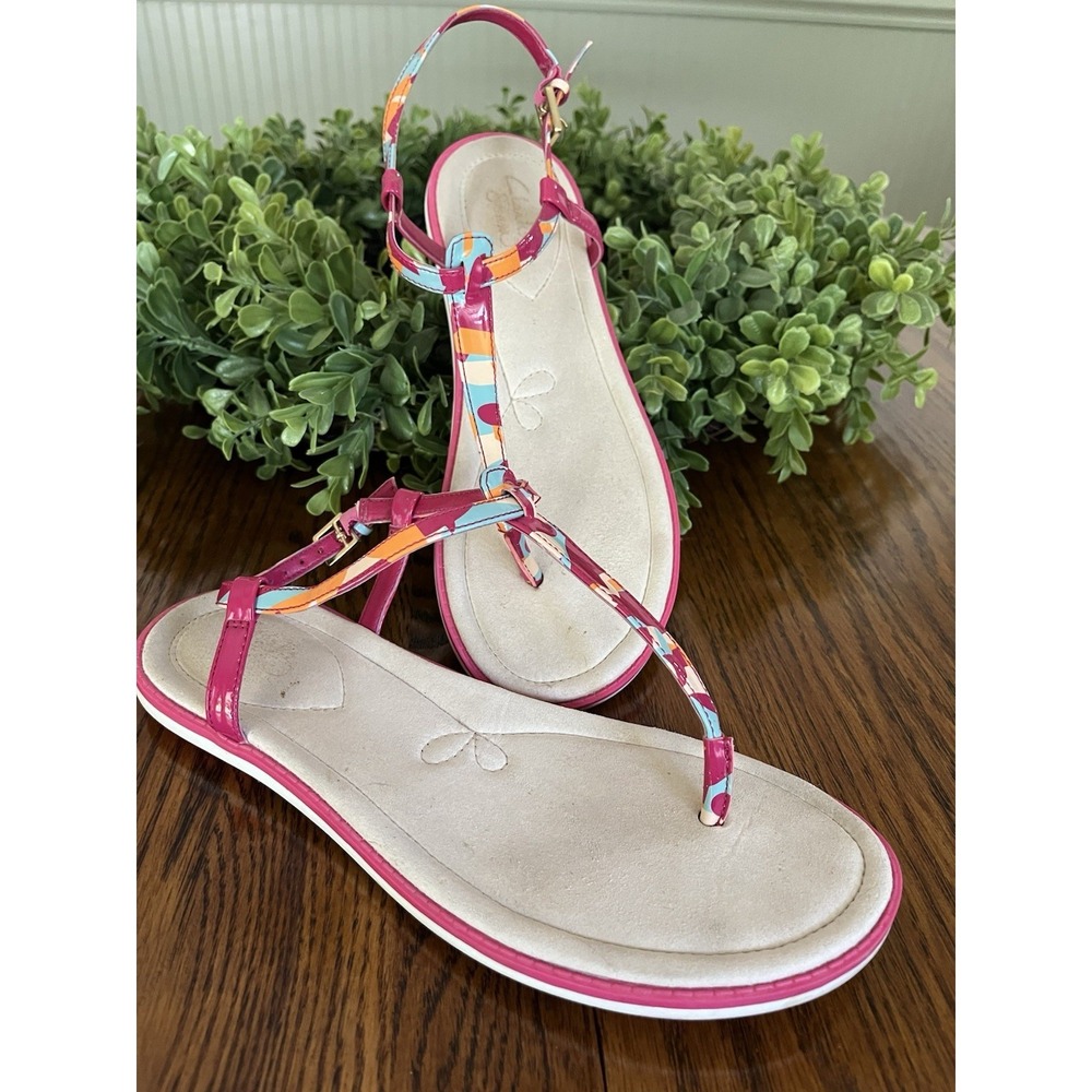Clarks Seattle Spice Sandal Thong Strap Ankle Buckle Pink Multi Womens‎ Size 9